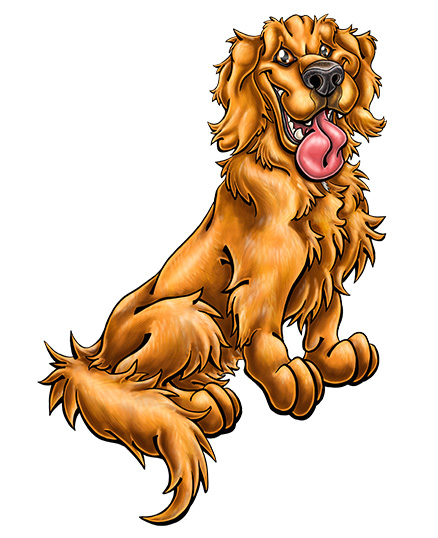 Caricature of a Golden Retriever dog